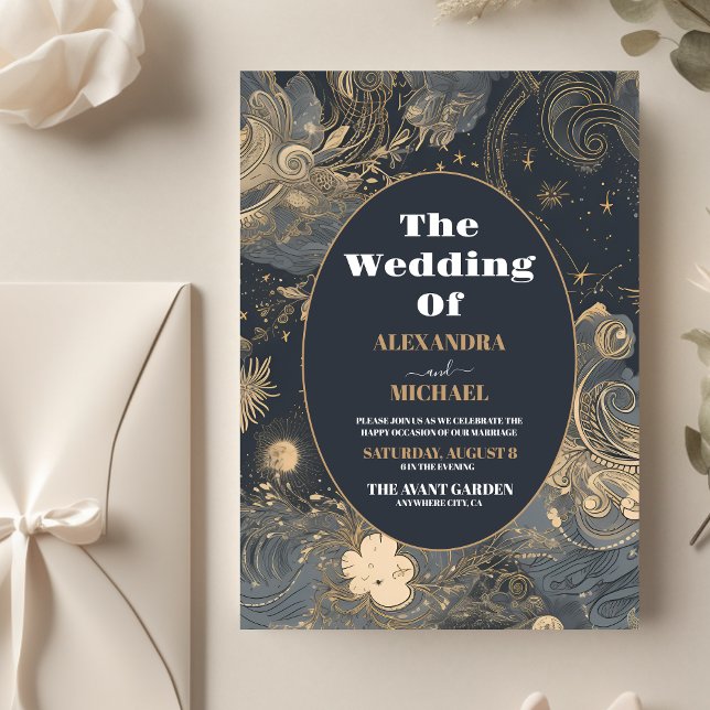 Flyer Orçamento Elegante Casamento Celestial Prata Doura (Criador carregado)