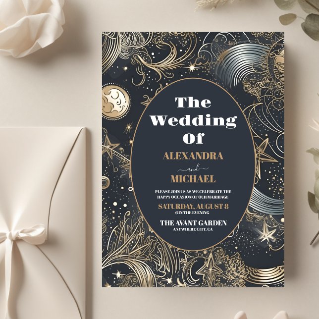 Flyer Orçamento Elegante Casamento Celestial Prata Doura (Criador carregado)