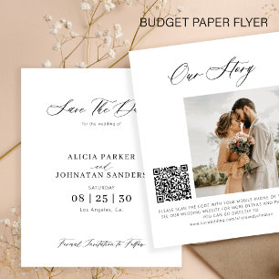 Flyer Orçamento elegante foto código QR casamento salvar