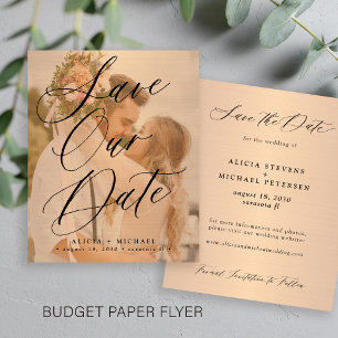 Flyer Orçamento elegante roteiro foto casamento salvar a