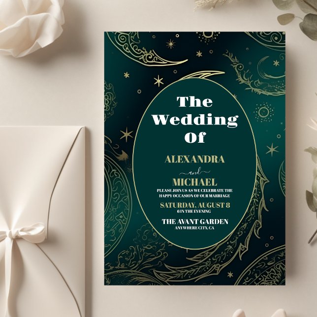 Flyer Orçamento Esmeralda Verde Dourado Casamento Celest (Criador carregado)