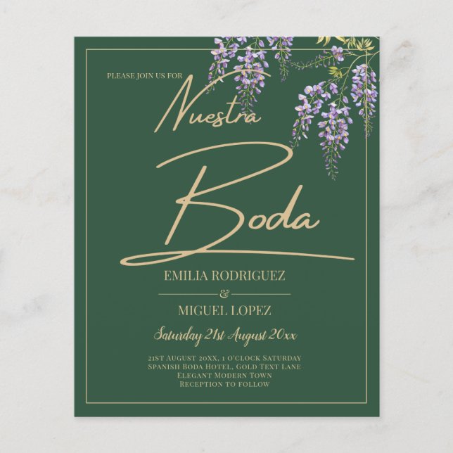 Flyer ORÇAMENTO ESpanhol All-in-1 WISTERIA Dourada BODA  (Frente)