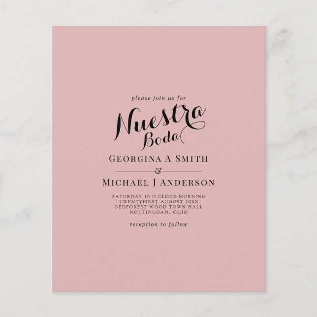 Flyer Orçamento Espanhol Casamento Bilíngue Boda Wedding (Frente)