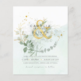 Flyer ORÇAMENTO Eucalipto Verde Oliva Dourado Casamento 