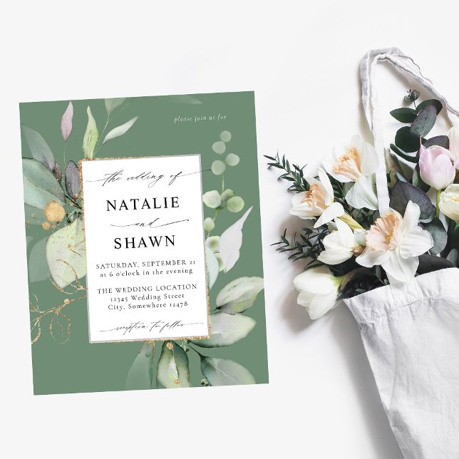 Flyer Orçamento Eucalyptus Brilhante Verde Casamento Ver (Criador carregado)