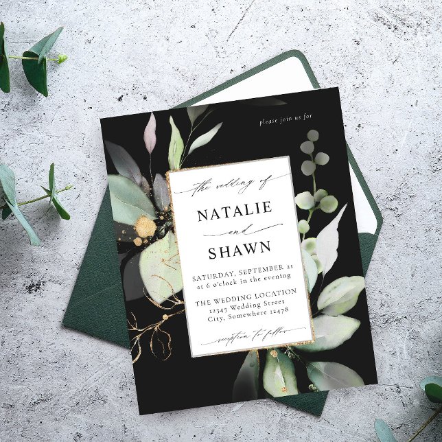 Flyer Orçamento Eucalyptus Brilhante Verde Dourado Casam (Criador carregado)