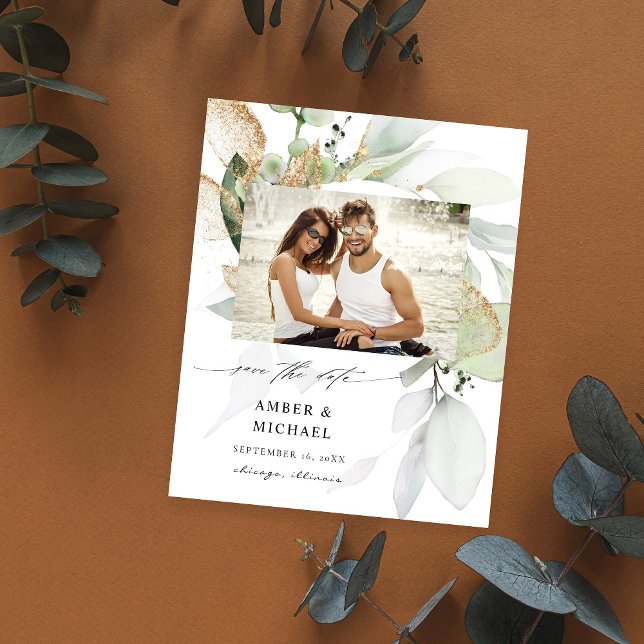 Flyer Orçamento Eucalyptus Glow Foto Salvar Data 3 (Criador carregado)