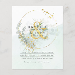 Flyer ORÇAMENTO Eucalyptus Greenery Dourado Casamento CÓ