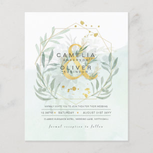 Flyer ORÇAMENTO Eucalyptus Greenery Dourado Casamento CÓ