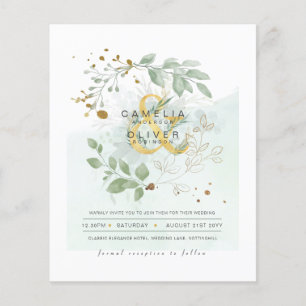Flyer ORÇAMENTO Eucalyptus Greenery Dourado Casamento CÓ