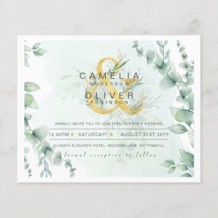 Flyer ORÇAMENTO Eucalyptus Greenery Dourado Casamento CÓ