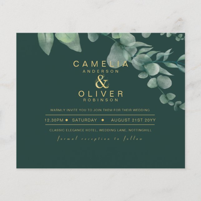 Flyer ORÇAMENTO Eucalyptus Greenery Dourado Casamento CÓ (Frente)