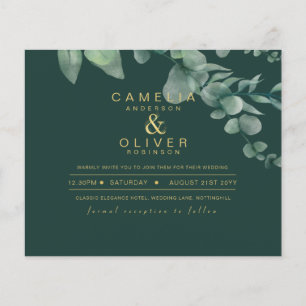 Flyer ORÇAMENTO Eucalyptus Greenery Dourado Casamento CÓ