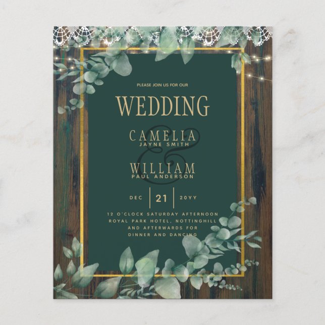 Flyer ORÇAMENTO Eucalyptus WEDDING Lace Russo CÓDIGO QR (Frente)