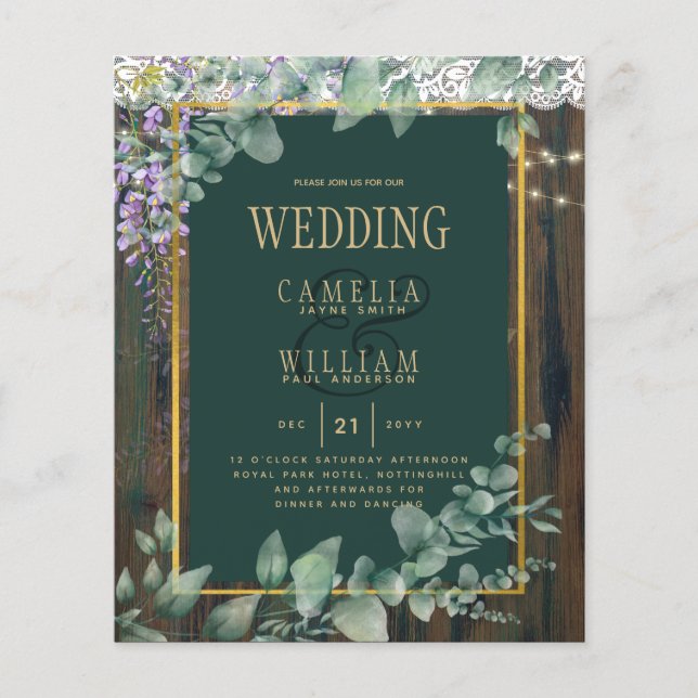Flyer ORÇAMENTO Eucalyptus Wisteria WEDDING Lace Russo I (Frente)