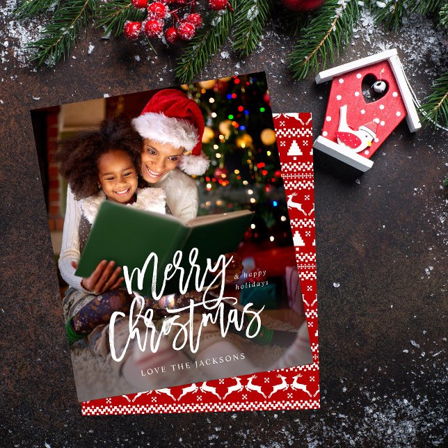 Flyer Orçamento Feliz Natal Caligrafia Foto Vertical (Criador carregado)