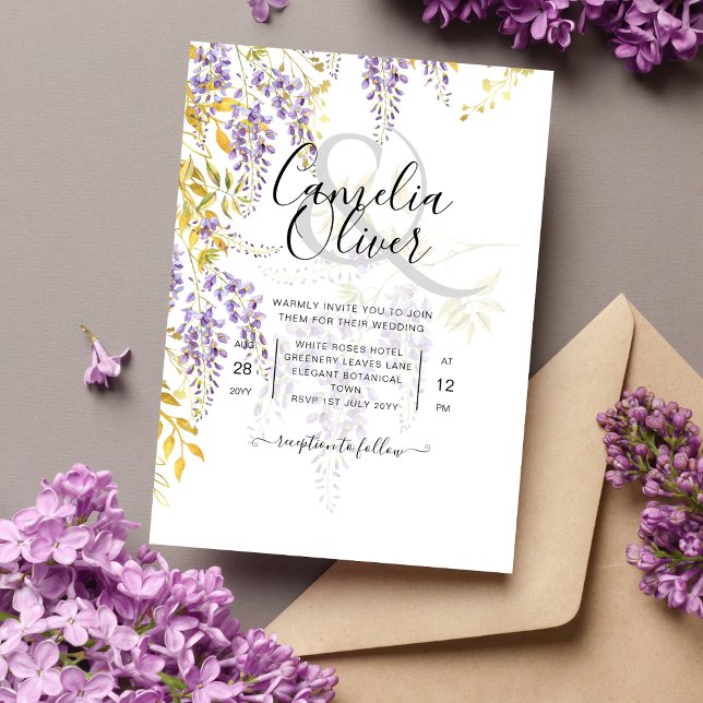 Flyer Orçamento Floral Casamento Convite Wisteria Purple (Criador carregado)