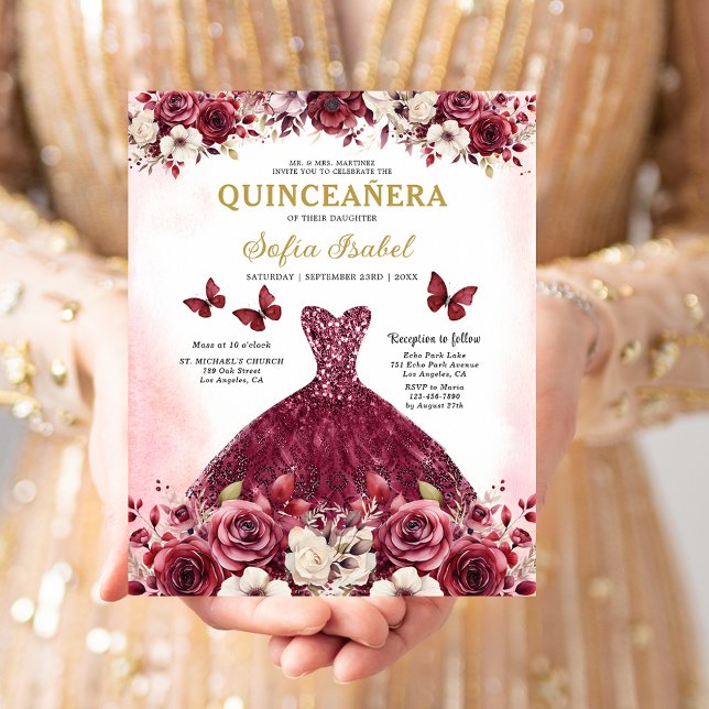 Flyer Orçamento Floral da Princesa Quinceanera (Criador carregado)