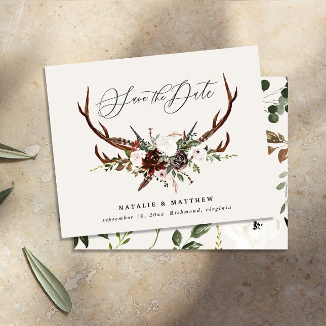 Flyer orçamento Floral de veado de casamento rústico sal (Criador carregado)