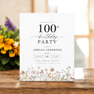 Flyer Orçamento Floral Floral 100º Convite de Aniversári