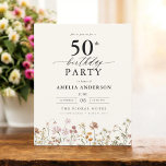 Flyer Orçamento Floral Floral 50º Aniversário Convite<br><div class="desc">Celebre em estilo com um convite de 50 anos para caligrafia floral no jardim, perfeito para um evento de marco. Com designs florais vibrantes e caligrafia elegante, este convite dá um tom caprichoso mas sofisticado para a sua celebração. O tema do jardim exuberante combina beleza natural com uma tipografia graciosa,...</div>