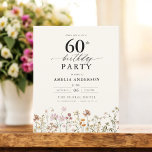Flyer Orçamento Floral Floral 60º Aniversário Convite<br><div class="desc">Celebre em estilo com um convite de 60 anos para a caligrafia floral do jardim, perfeito para um evento de marco. Com designs florais vibrantes e caligrafia elegante, este convite dá um tom caprichoso mas sofisticado para a sua celebração. O tema do jardim exuberante combina beleza natural com uma tipografia...</div>