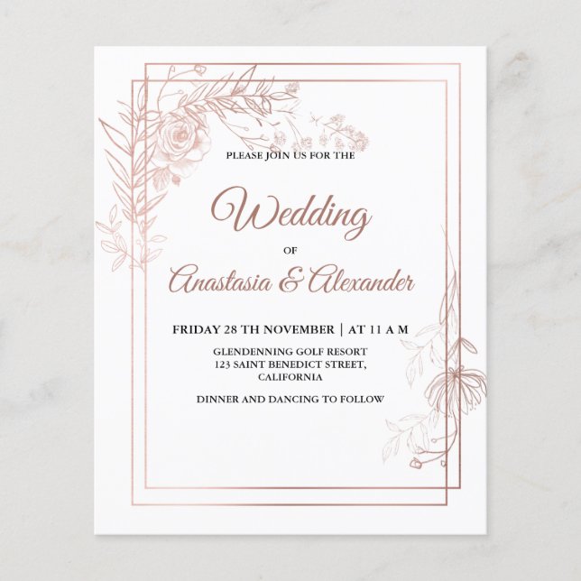 Flyer Orçamento/Floral & Greenery/Convite De Casamento.  (Frente)