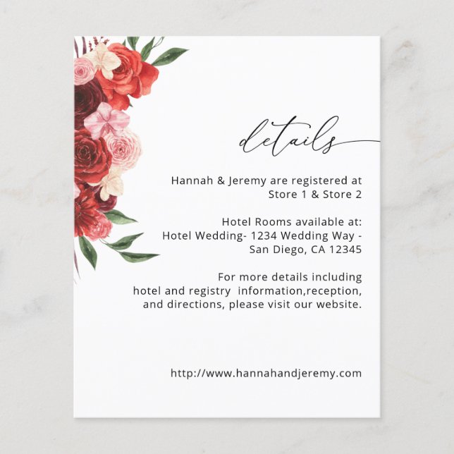 Flyer Orçamento Floral Vermelho Detalhes - Branco VH2 (Frente)