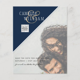 Flyer Orçamento Foto Salvar a Data AZUL Código QR RSVP