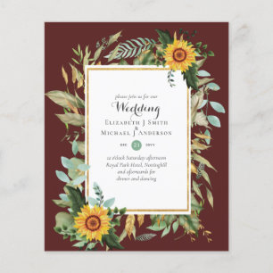 Flyer ORÇAMENTO Girassóis Eucalipto Vegetação Casamento