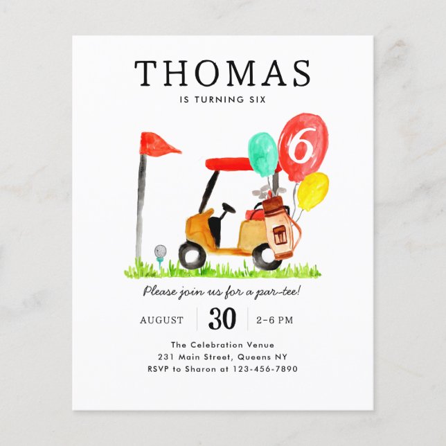 Flyer Orçamento Golf Cart Bag Balões Crianças Par-tee An (Frente)