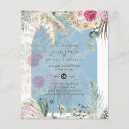 Flyer ORÇAMENTO Grama de Pampas Floral Rosa Azul para Ca