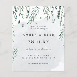 Flyer Orçamento Mínimo Aquarela Folhas Caindo Casamento