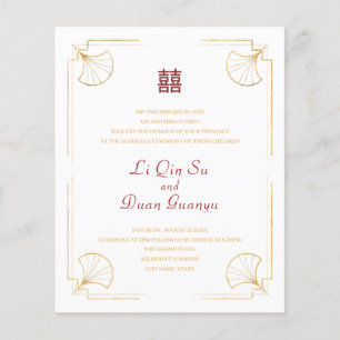 Flyer Orçamento Mínimo Casamento Chinês Dupla Felicidade