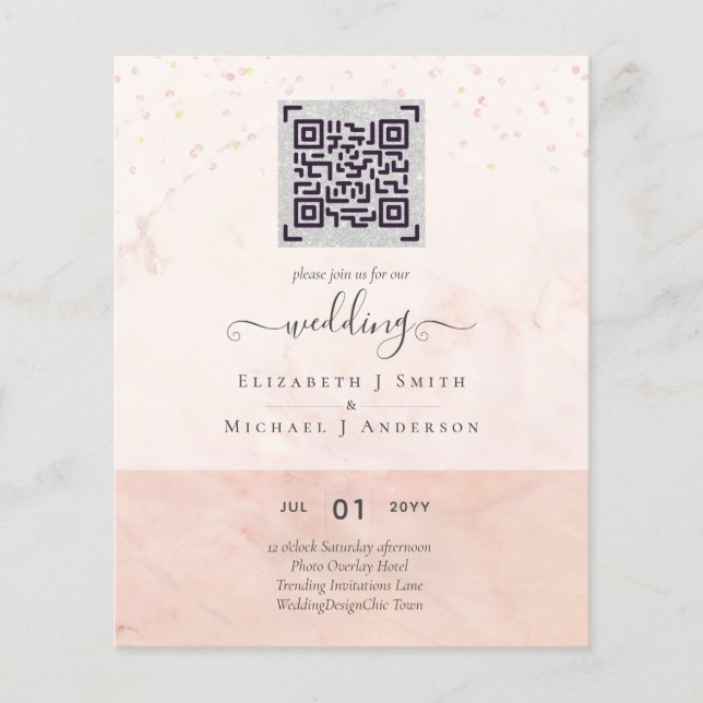 FLYER ORÇAMENTO MODERNO CONVITE DE CASAMENTO COM FOTO QR (Frente)