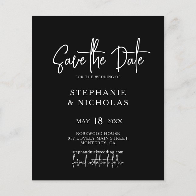 Flyer Orçamento Moderno Tipografia QR Código Salvar Data (Frente)