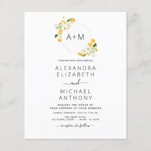 Flyer Orçamento Monograma Amarelo Laranja Floral Casamen