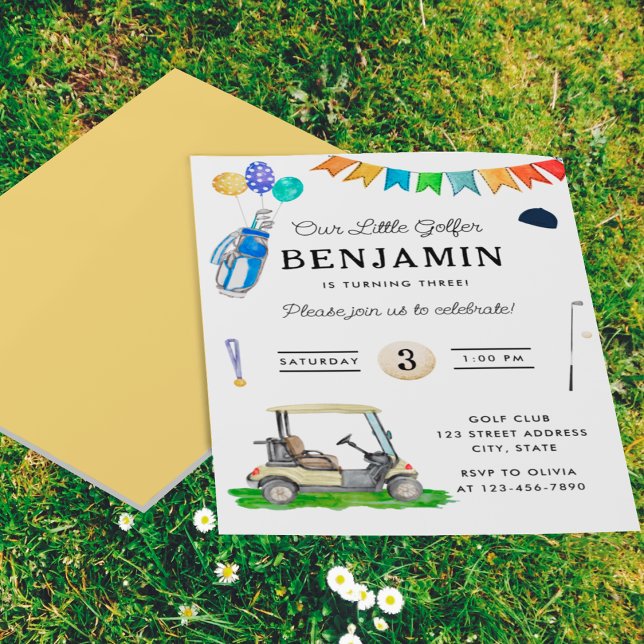 Flyer Orçamento Nosso Pequeno Golfer Yellow Kids Golf An (Front and Back)