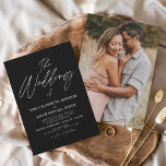 Flyer Orçamento O Casamento da Tipografia Branca Negra<br><div class="desc">Orçamento O Casamento de Casamento Negro e Branco Queda,  Outono,  Primavera ou Convites de Casamento de Verão - inclui uma bela e elegante tipografia de roteiro com uma moderna cor simples e clássica para a celebração especial do Dia de Casamento.</div>