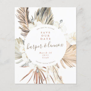 Flyer Orçamento Pampas Boho Praia Verão salve nossa data