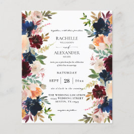 Flyer Orçamento para Marinha, Borgonha, Rosa e Florais d