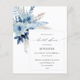 Flyer Orçamento Poeirento Azul Boho Floral Chá de Noiva