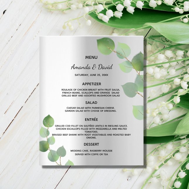 Flyer Orçamento prateado de Eucalyptus verde (Criador carregado)