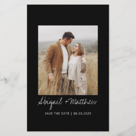 Flyer Orçamento Preto Branco Simples Salvar a Data Convi