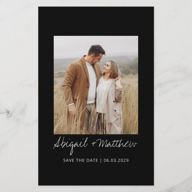 Flyer Orçamento Preto Branco Simples Salvar a Data Convi (Frente)