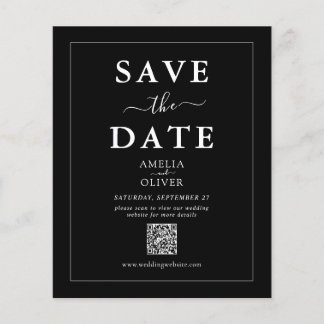 Flyer Orçamento Preto Código QR Casamento Salve a Data