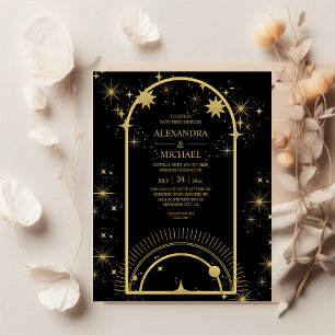 Flyer Orçamento Preto Dourado Estrelas Celestiais Casame