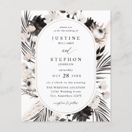 Flyer Orçamento Preto e Branco Boho Casamento Tropical