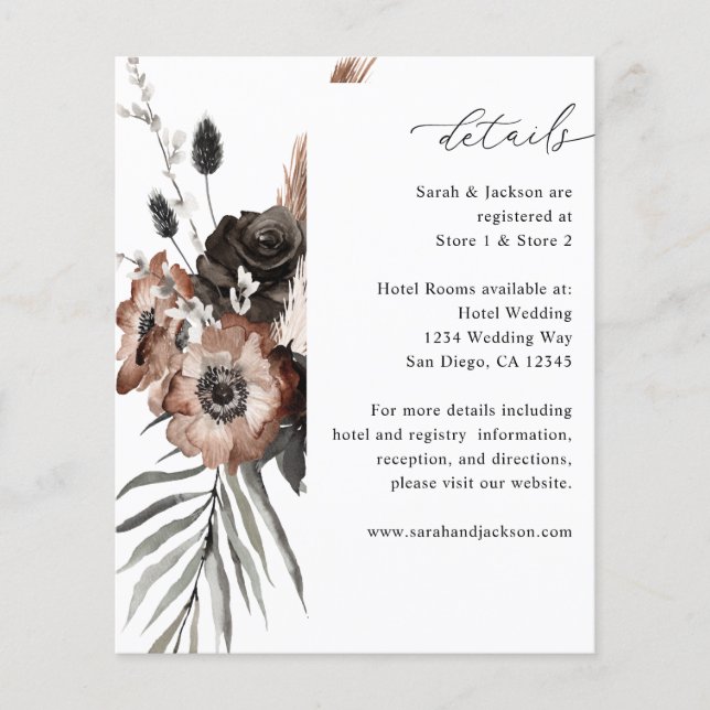 Flyer Orçamento Preto e Floral Natural Boho Detalhes (Frente)