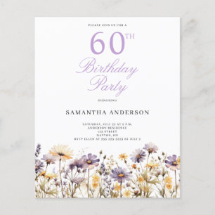 Flyer Orçamento Purple Wildflower 60º Aniversário Convit